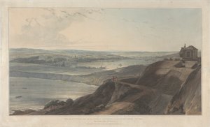 Pohled na město a část přístavu Falmouth z hradu Pendennis, Cornwall od William Daniell
