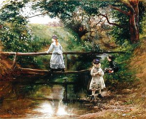 On the Tyne near Ormiston - Children Gathering Wild Flowers (olej na plátně) od William Darling McKay