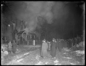 Požár chaty Prescott v noci, Inwood Hill, 1914 od William Davis Hassler