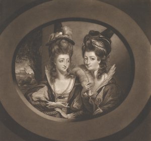 Paní Gwyn a paní Bunburyová v Postavách veselých paniček z Windsoru, 1780.
