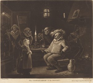 Konstábl noci od William Dickinson after Egbert van Heemskerck