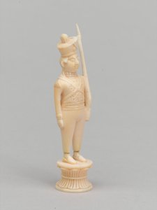 Bílý pěšec, šachová figurka, Indie, cca 1820