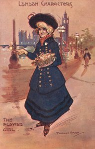 Londýnské postavy: květinová dívka (barva lito) od William Dudley Ward