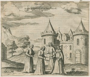 Hrad Tamworth - Okenní sklo: rytina a [? 17. století] (tisk)