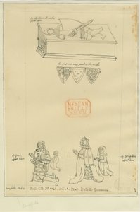 Tamworth Church – Tomb: obkreslování inkoustem a [? 17. století] (kresba)