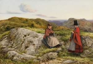 „Velšská krajina s pletením dvou žen“, 1860 od William Dyce