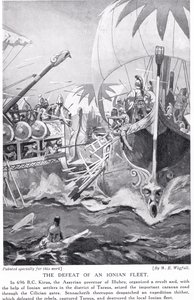 Porážka iónské flotily, ilustrace z "Hutchinsonových dějin národů".