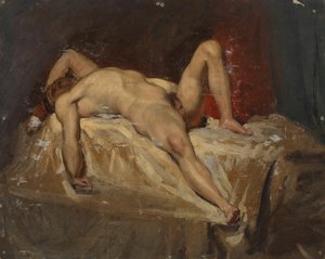 Mužský akt vleže, zvednuté levé koleno, 1815-45