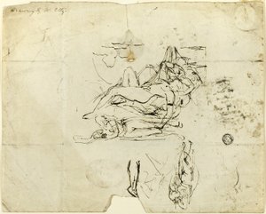 Náčrtky ležícího ženského aktu a zamilovaného páru od William Etty