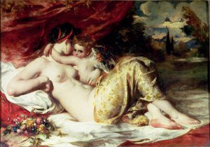 Venuše a Amor, asi 1830 (olej na plátně) od William Etty