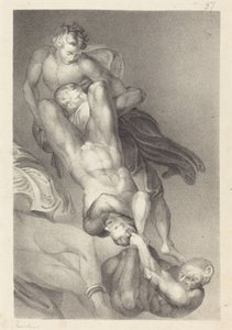 Část Posledního soudu od Michaela Angela od William Fairland after John Flaxman