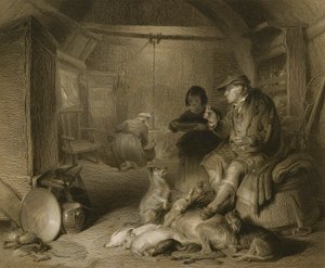 Interiér horalské chaty od William Finden