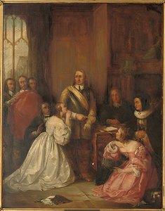 Cromwellova rodina, přimlouvající se za život Karla I od William Fisk