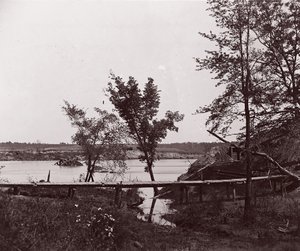 Fort Darling. Maskovaná baterie a překážka v James River, ca. 1865.