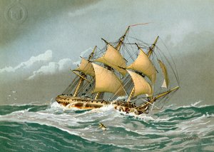 Dělová fregata Royal Navy 28, c1794 c1890-c1893 od William Frederick Mitchell