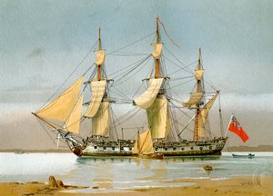 Dělová fregata Royal Navy 42, c1780 c1890-c1893. od William Frederick Mitchell