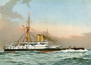 HMS Victoria, bitevní loď 1. třídy Royal Navy, c1890-c1893. od William Frederick Mitchell