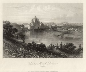 Celkový pohled přes řeku Gomati, Chuttur Munzil, Lucknow. od William French
