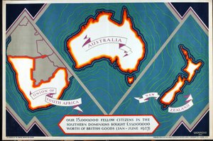 Unie Jižní Afriky, Austrálie, Nového Zélandu, ze série „Kam směřuje náš export“ od William Grimmond