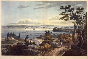 New York z Weehawk [Weehawken], vyryto Johnem Hillem, nedatováno (akvatinta)