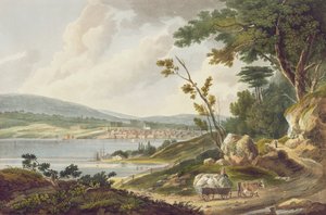Newburg, č. 14 z portfolia řeky Hudson, ryl J. Hill, 1821-25