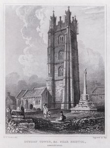 Dundry Tower, atd. poblíž Bristolu, Somersetshire (rytina) od William H. Bartlett