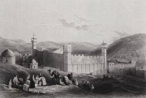 Hebron, The Haram (rytina) od William H. Bartlett