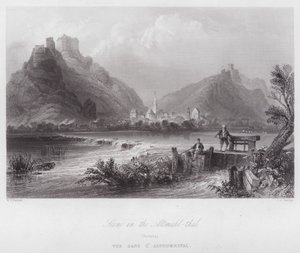 Scéna v Altmuhl-thal, Bavorsko (rytina) od William H. Bartlett