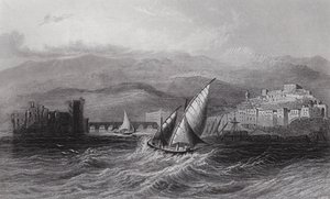 Sidon a hora Libanon, od moře (rytina) od William H. Bartlett