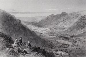 Údolí Sichem a Nablous, starověký Shechem (rytina)