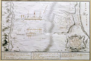 Plán bitvy u Cullodenu, 16. dubna 1746 (pero a inkoust na papíře) od William Hall