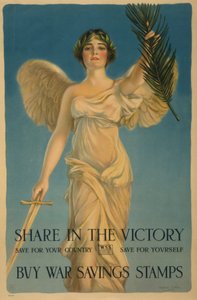 Podílejte se na vítězství, kupte si válečné spořicí známky, plakát 1. světové války, 1918