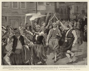 Arménie po masakrech, průvod ženicha na muslimské svatbě v Adaně od William Hatherell
