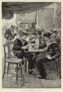 Kamarádi, angličtí a francouzští námořníci na dovolené ve francouzském přístavu od William Hatherell