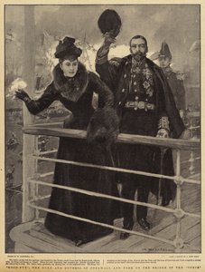 Sbohem vévodo a vévodkyně z Cornwallu a Yorku na mostě Ophir od William Hatherell