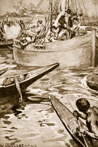 Poslední boj Mungo Parku proti domorodcům v peřejích Bussa od William Hatherell
