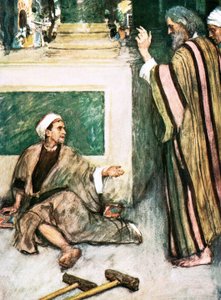 Petr a Jan uzdravující chromého muže od William Hatherell