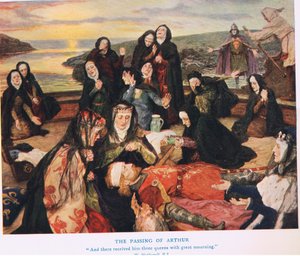 Artušův odchod, ilustrace z knihy "Král Artuš od William Hatherell