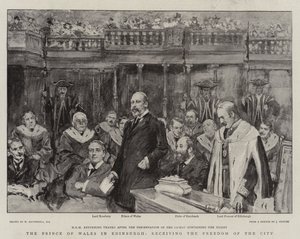 Princ z Walesu v Edinburghu, který obdržel Freedom of the City od William Hatherell