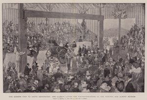 Návštěva královny v South Kensington, Její Veličenstvo položilo základní kámen Victoria and Albert Museum
