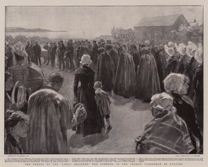 Pokračování incidentu s Lédou, pohřeb francouzského rybáře v Etaples od William Hatherell