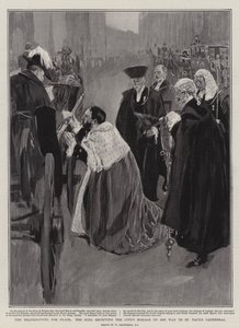 Díkůvzdání za mír, král přijímající poctu města na cestě do katedrály svatého Pavla od William Hatherell