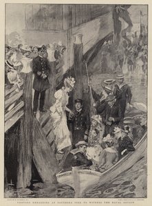 Návštěvníci nalodění na Southsea Pier, aby byli svědky Naval Review od William Hatherell
