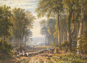 Woodcutters at Park Place, Henley, the River Thames Beyond, ca. 1826. od William Havell