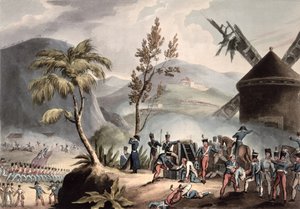 Bitva u Roleia, 17. srpna 1808, vyryl Thomas Sutherland (b.c.1785) (akvatinta) od William Heath