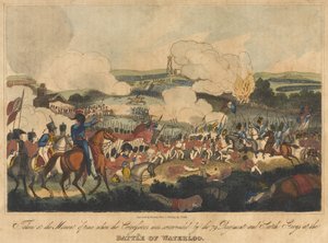 Pořízeno v době, kdy byli kyrysníci obklíčeni 79. plukem a skotskými šedými v bitvě u Waterloo, 18. června 1815, vyryl Romney a vydal Richard Evans, 1816 (spol. od William Heath