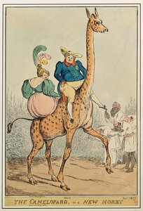 Camelopard, aneb nový koníček, 1827 (barevná rytina)