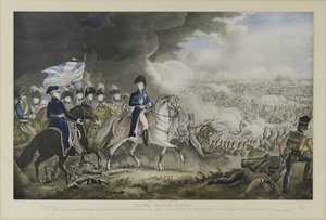 „Britskému národu“, vévoda z Wellingtonu a nejváženější důstojníci v bitvě u Waterloo, 18. června 1815, akvatinta od W. T. Fryho a T. Sutherlanda, vydal J. Jenkins, Londýn, 18. od William Heath