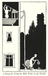 Čerpadlo pro použití vody z koupele na zahradě (litho) od William Heath Robinson