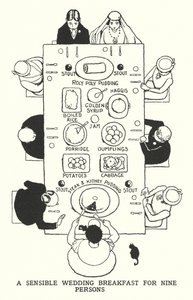 Rozumná svatební snídaně pro devět osob (litho) od William Heath Robinson